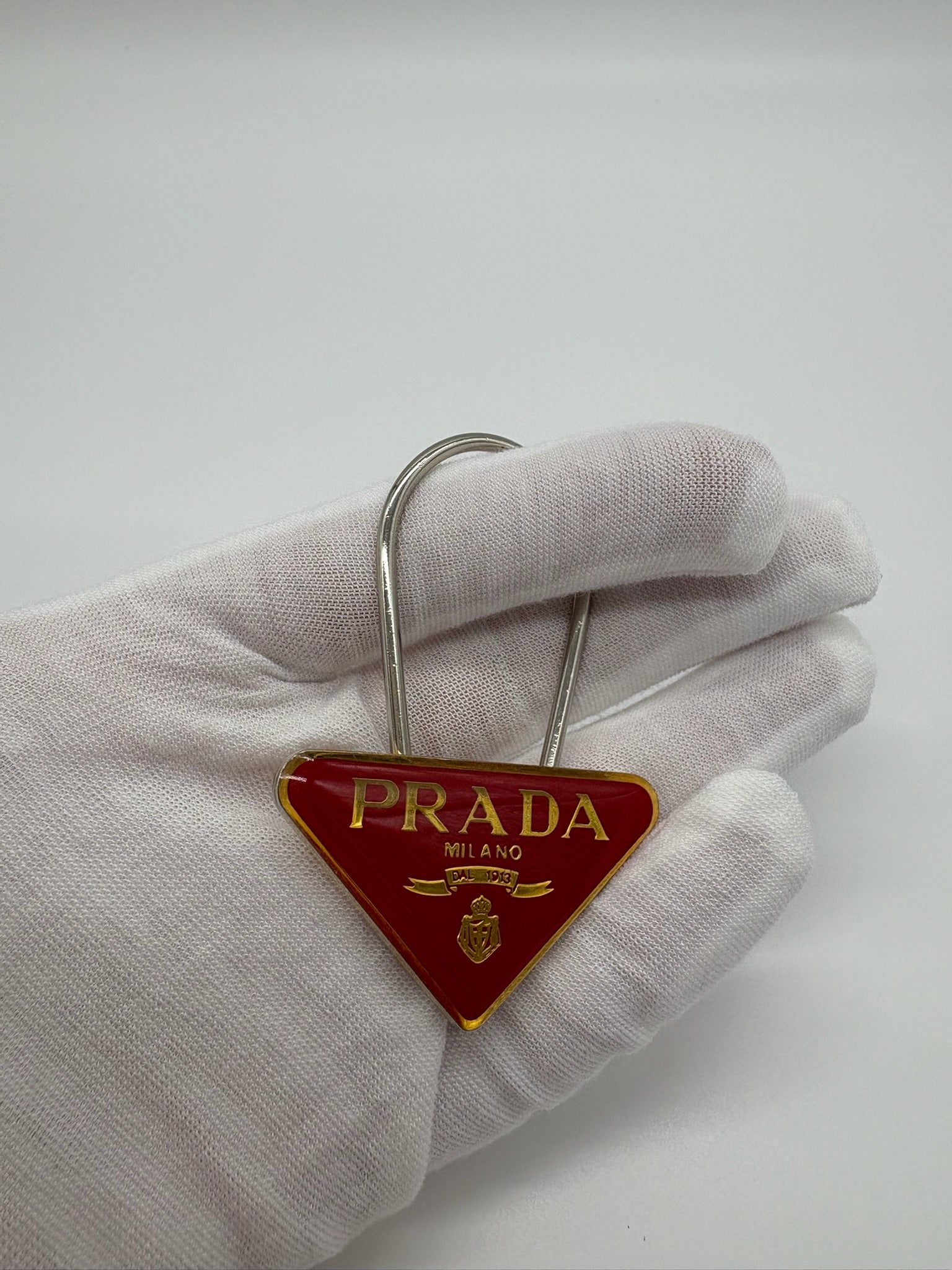 Prada Logo Metal Keyring / Bag Charm