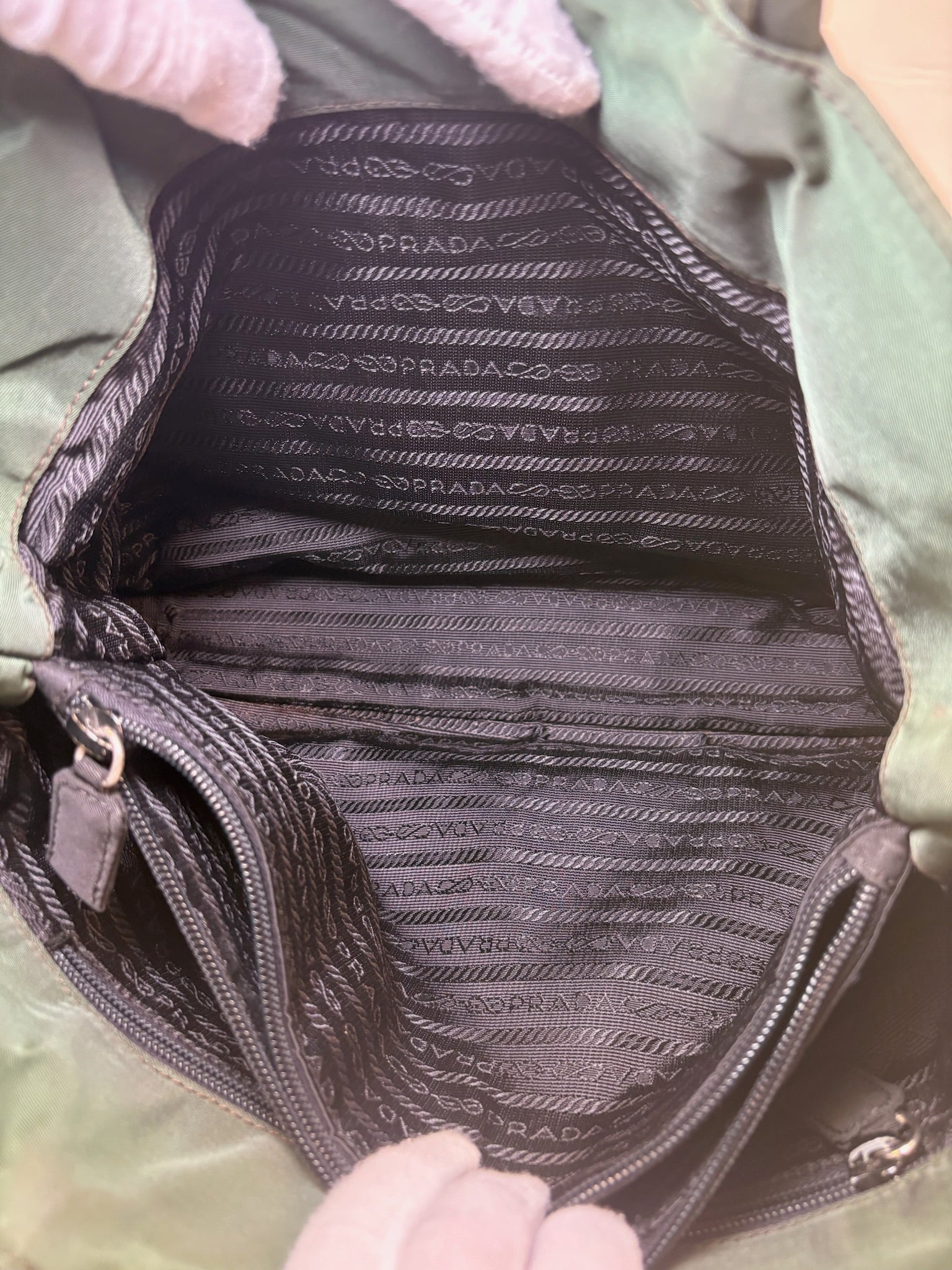 Prada Nylon Logo Tote in Green