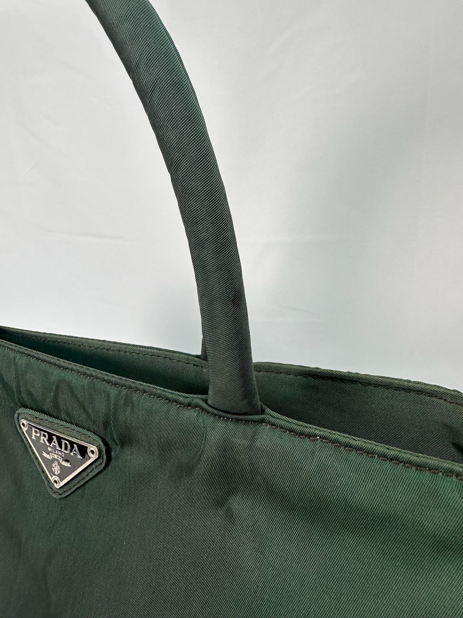 Prada Nylon Logo Tote in Green