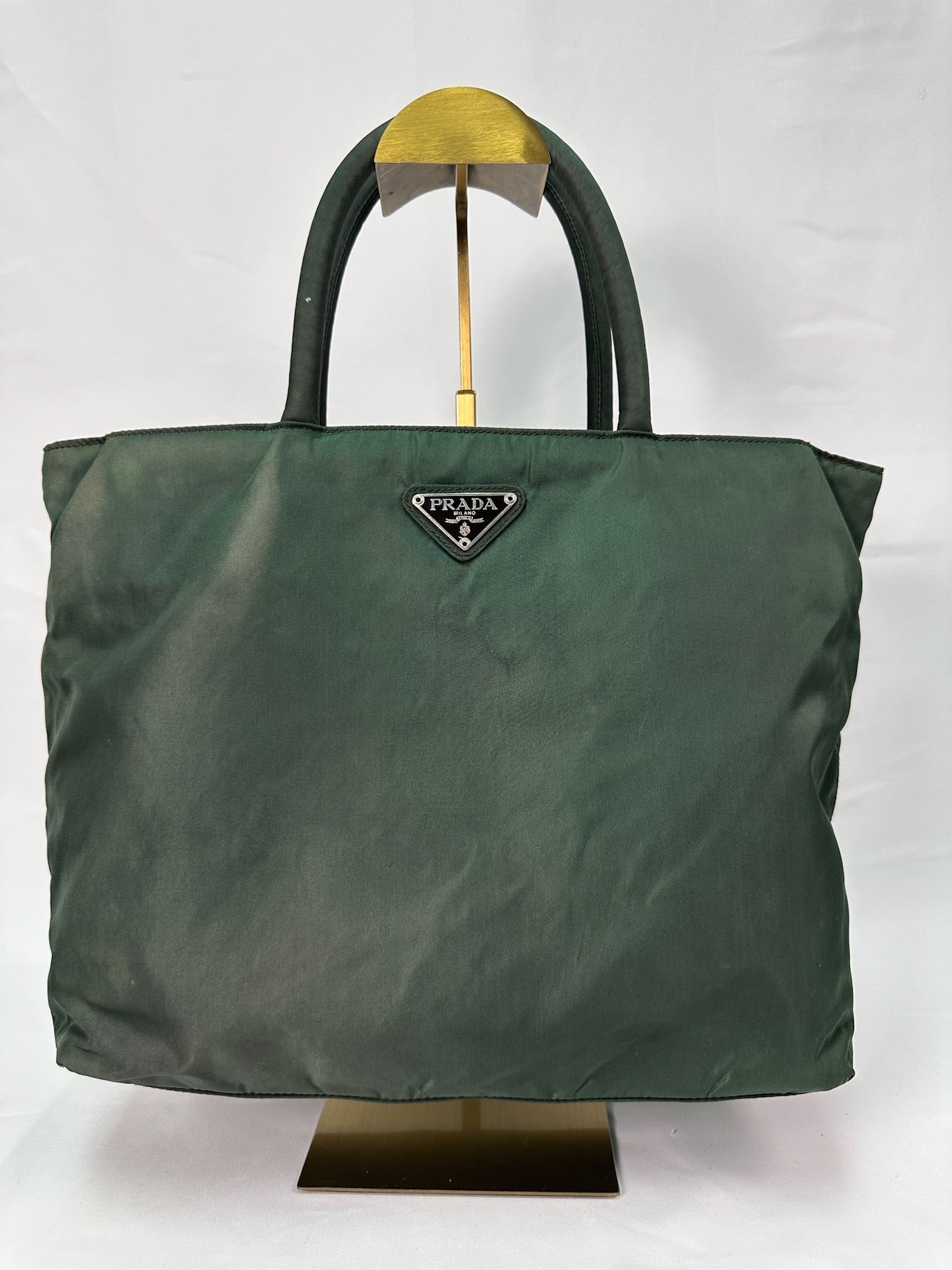 Prada Nylon Logo Tote in Green