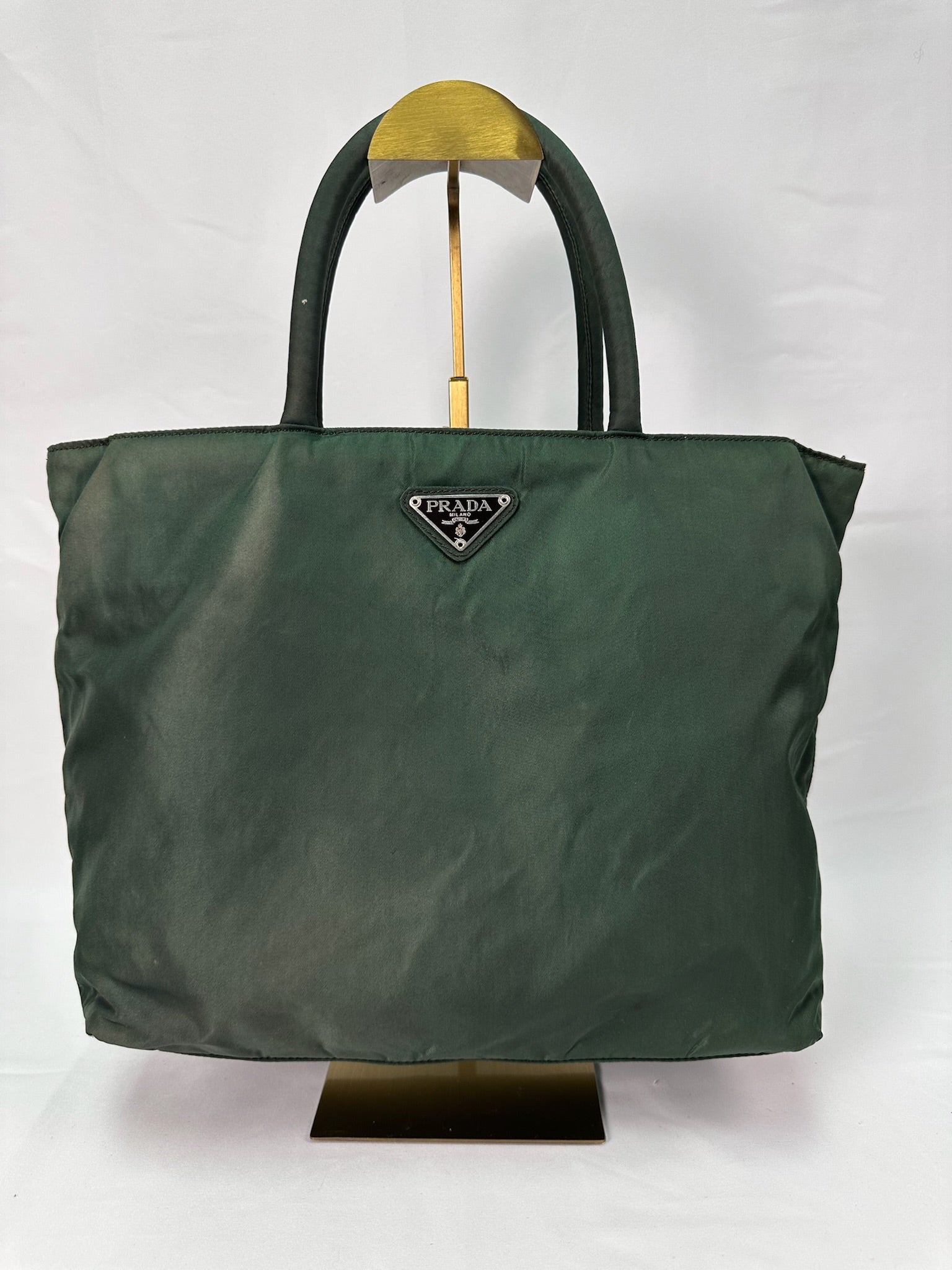 Prada Nylon Logo Tote in Green