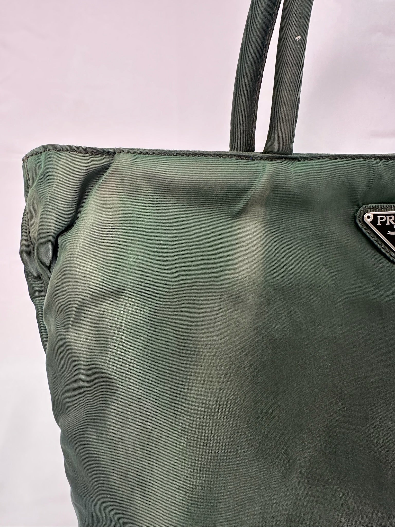 Prada Nylon Logo Tote in Green