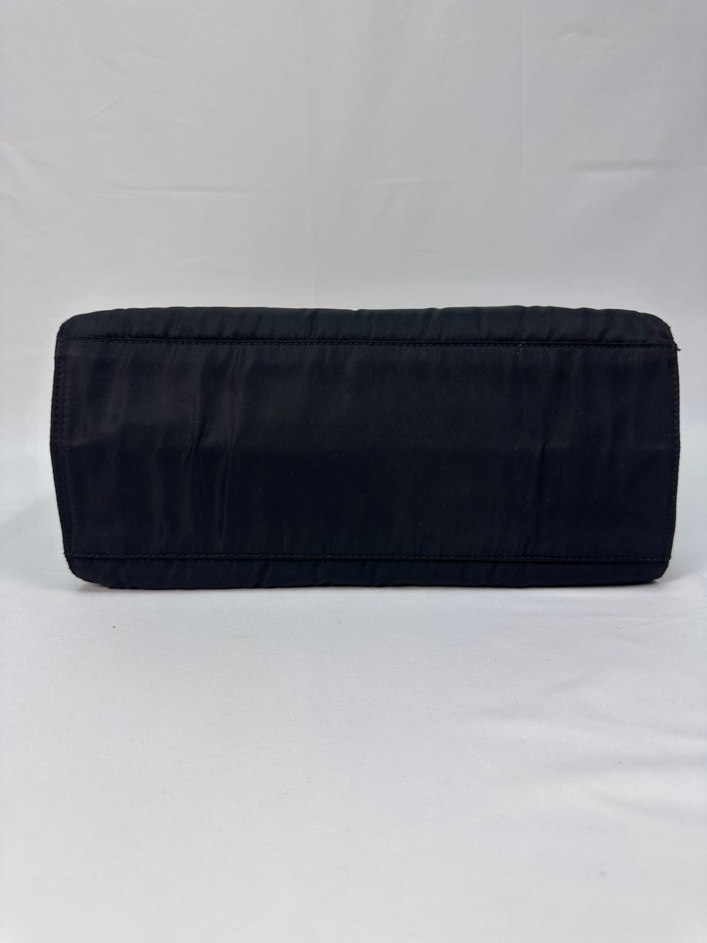 Prada Nylon Logo Tote in Black with Gold Handles