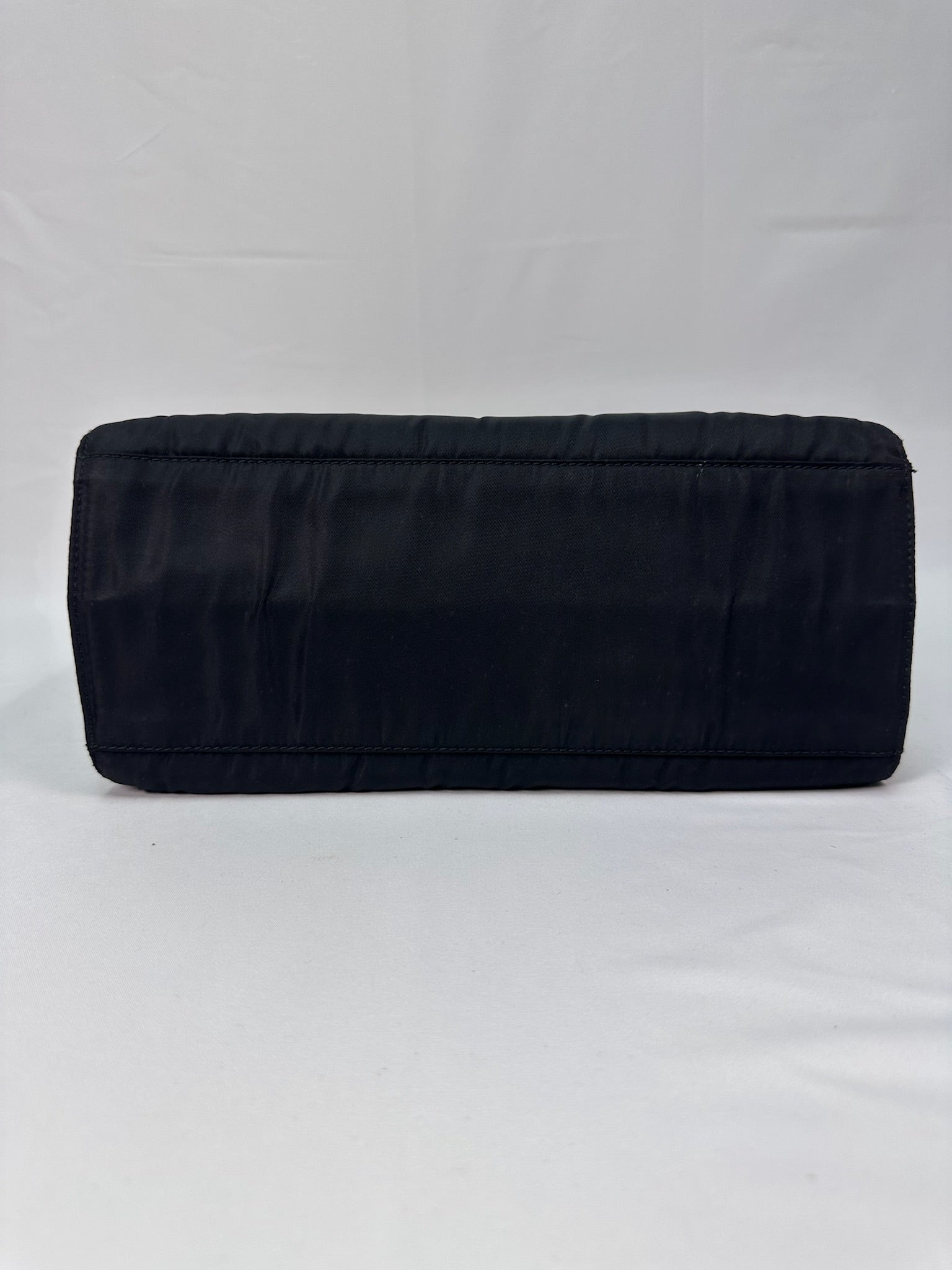 Prada Nylon Logo Tote in Black with Gold Handles