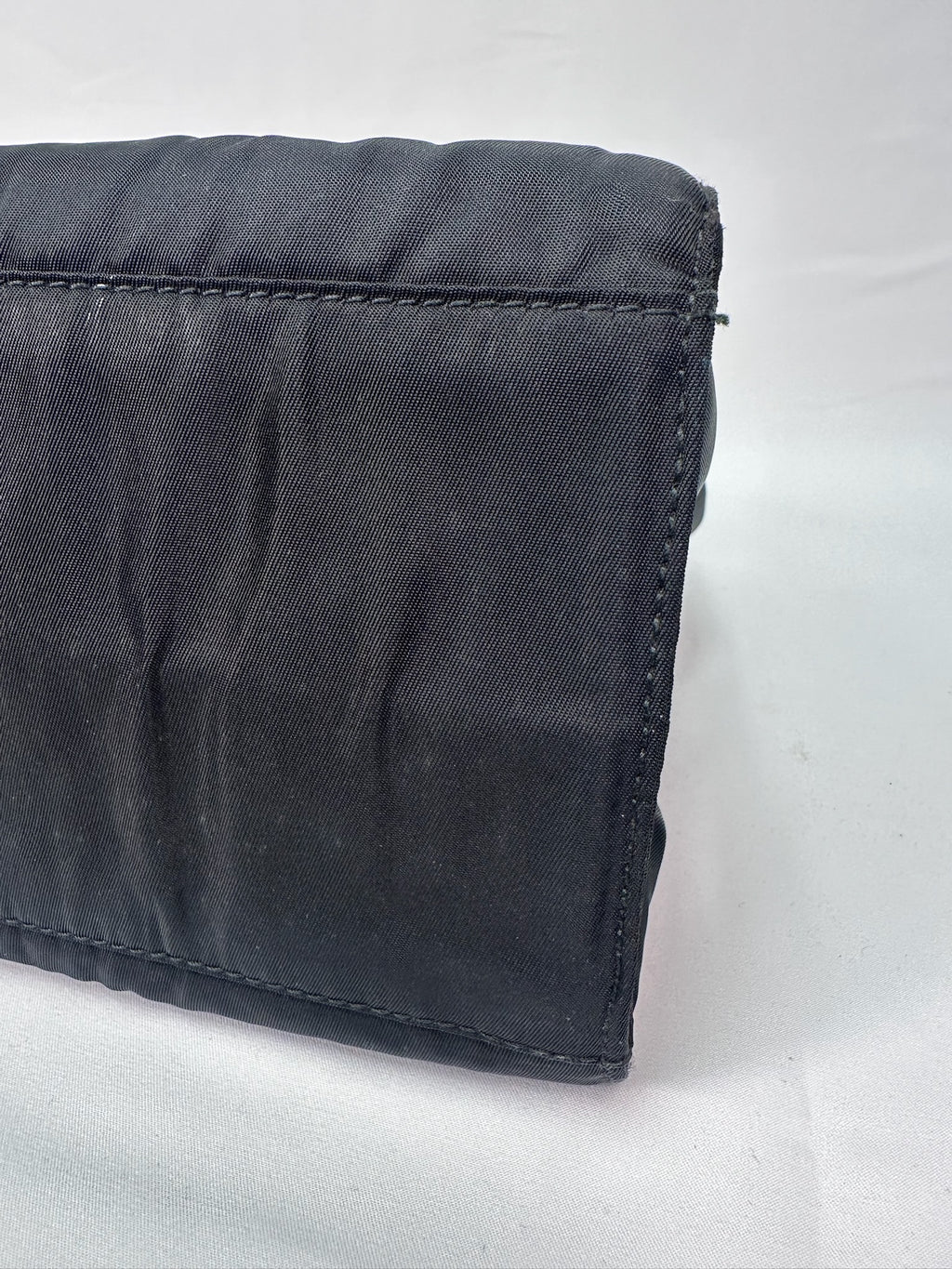 Prada Nylon Logo Tote in Black with Gold Handles