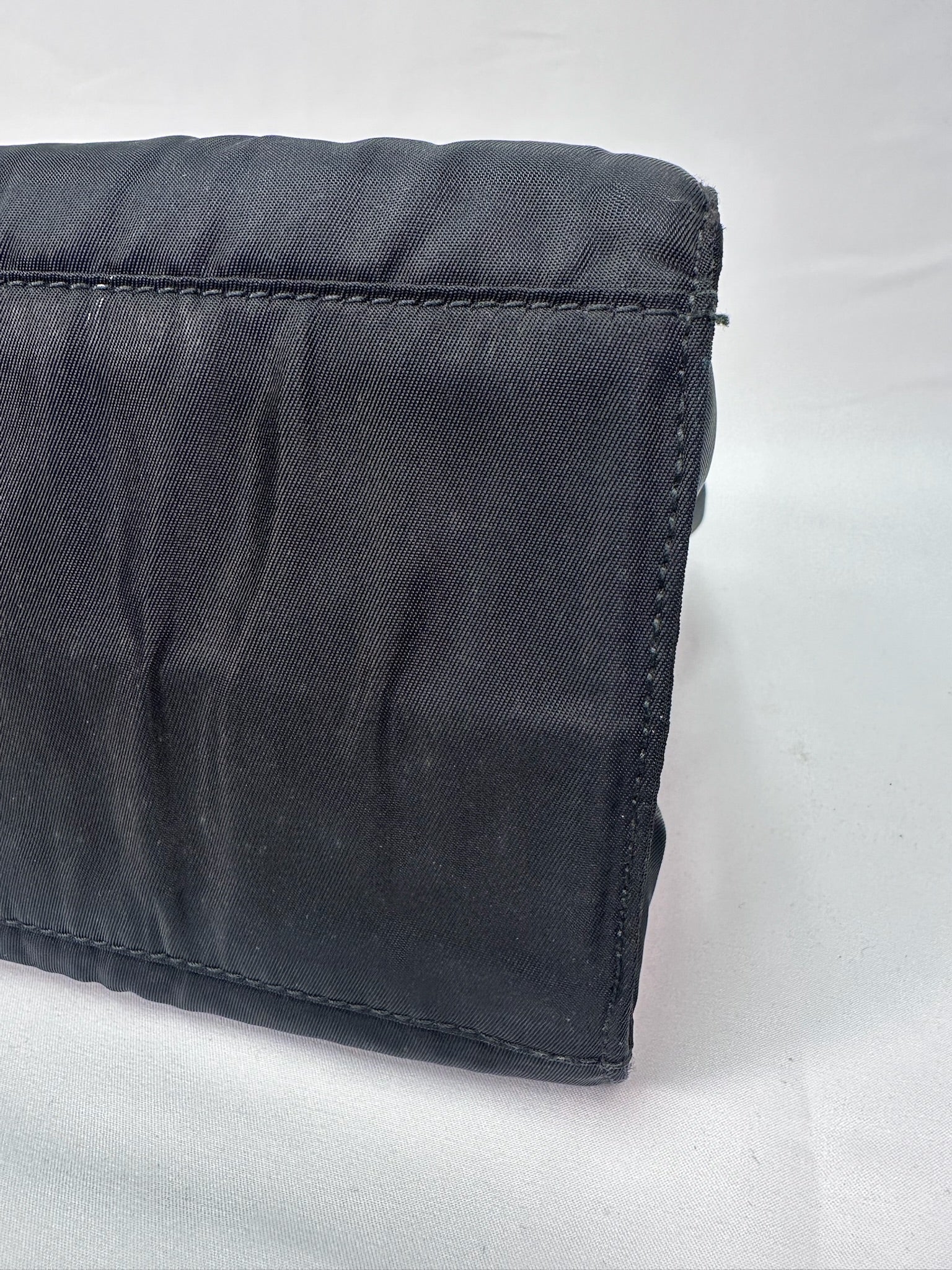 Prada Nylon Logo Tote in Black with Gold Handles