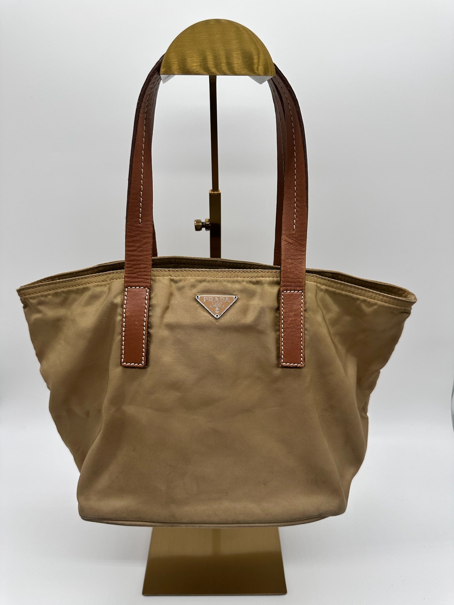 Prada Nylon Mini Tote in Khaki