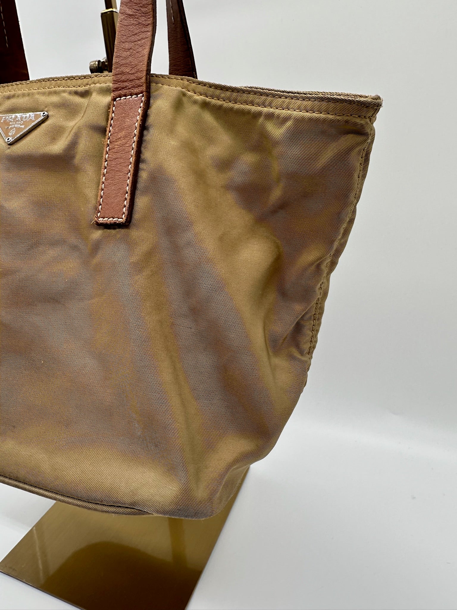 Prada Nylon Mini Tote in Khaki