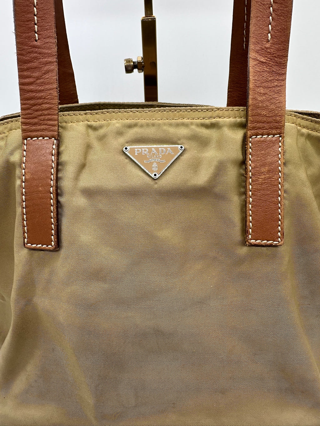 Prada Nylon Mini Tote in Khaki