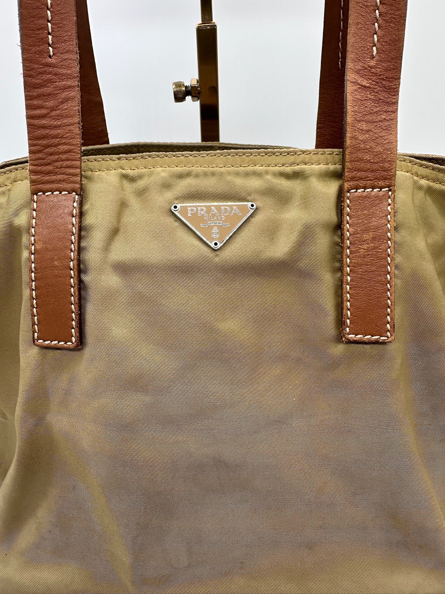 Prada Nylon Mini Tote in Khaki