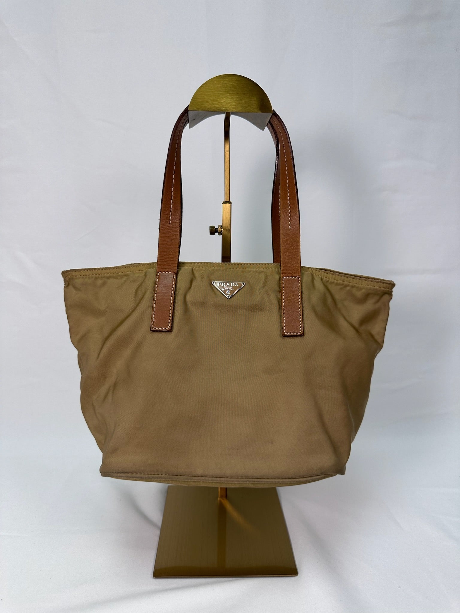 Prada Nylon Mini Tote in Khaki