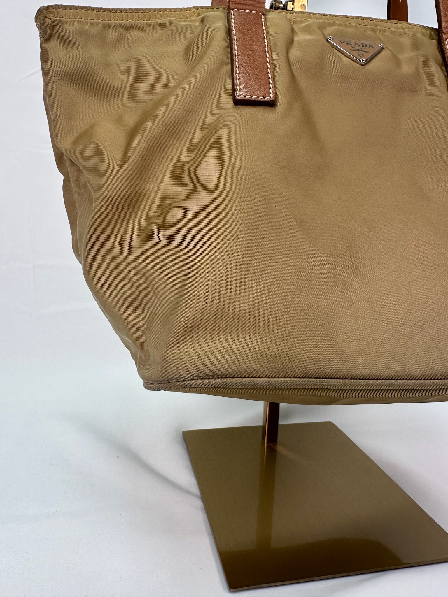 Prada Nylon Mini Tote in Khaki