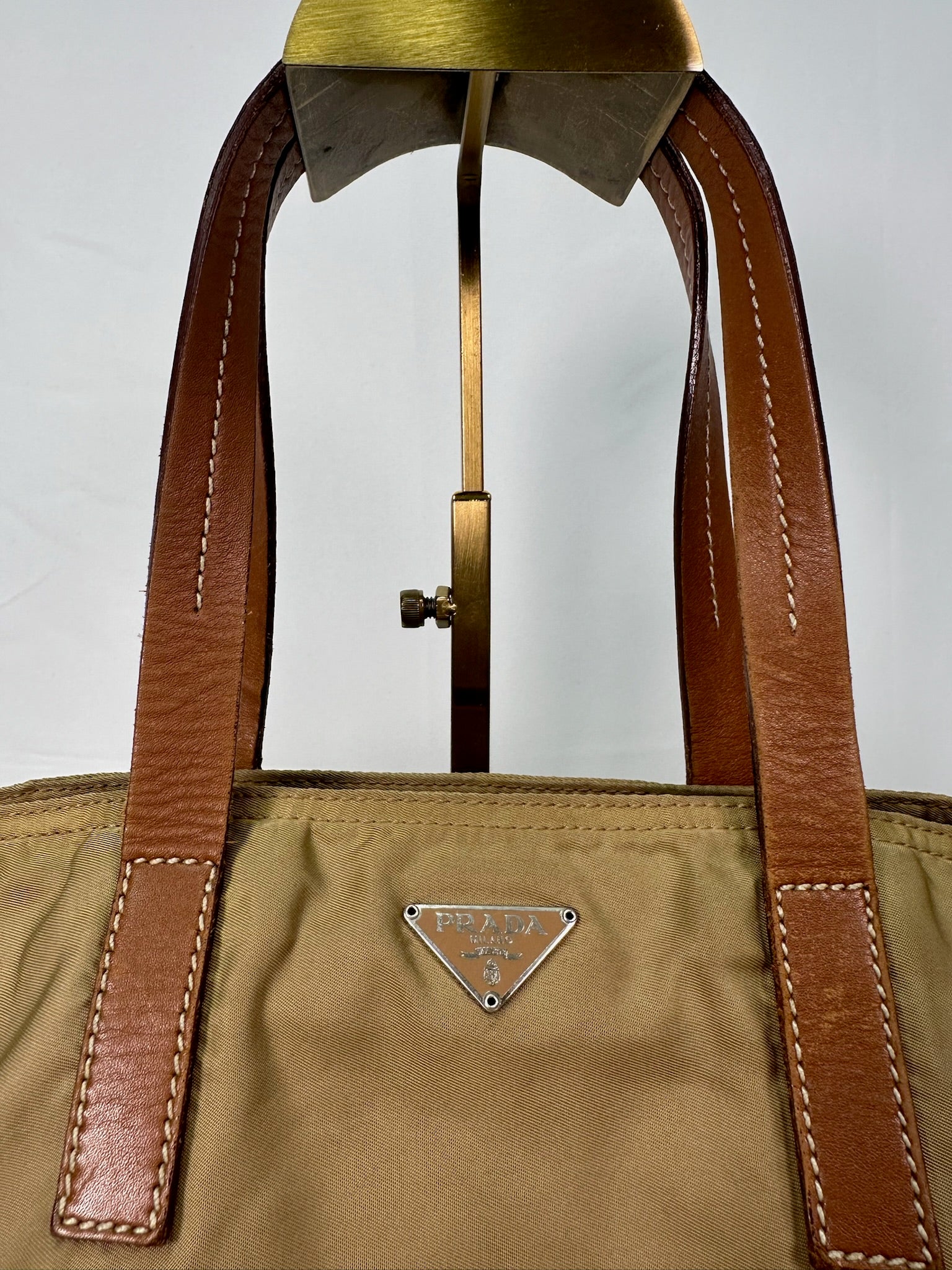 Prada Nylon Mini Tote in Khaki