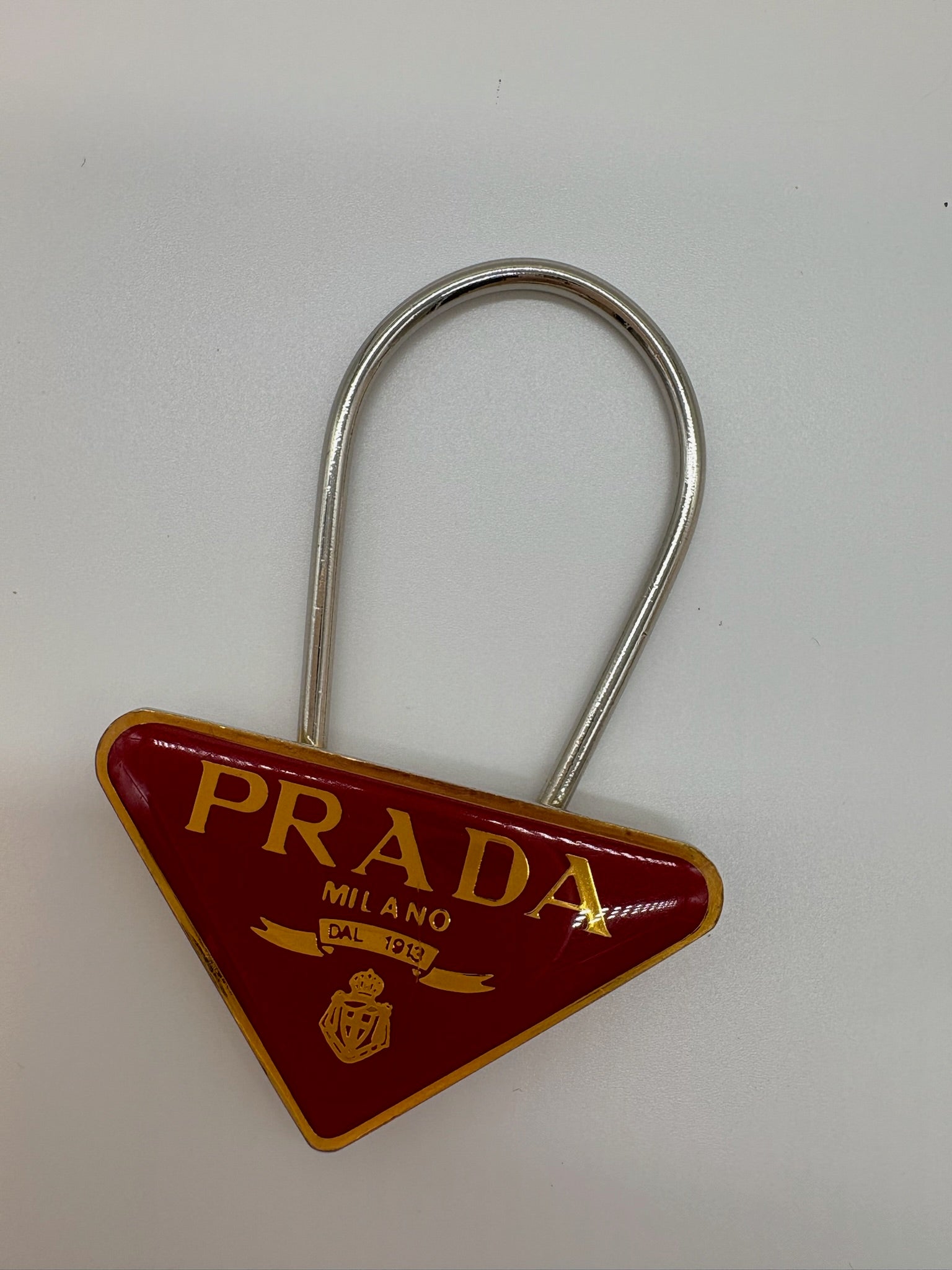 Prada Logo Metal Keyring / Bag Charm