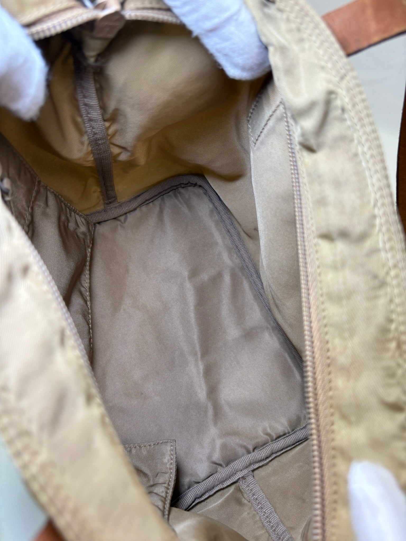 Prada Nylon Mini Tote in Khaki