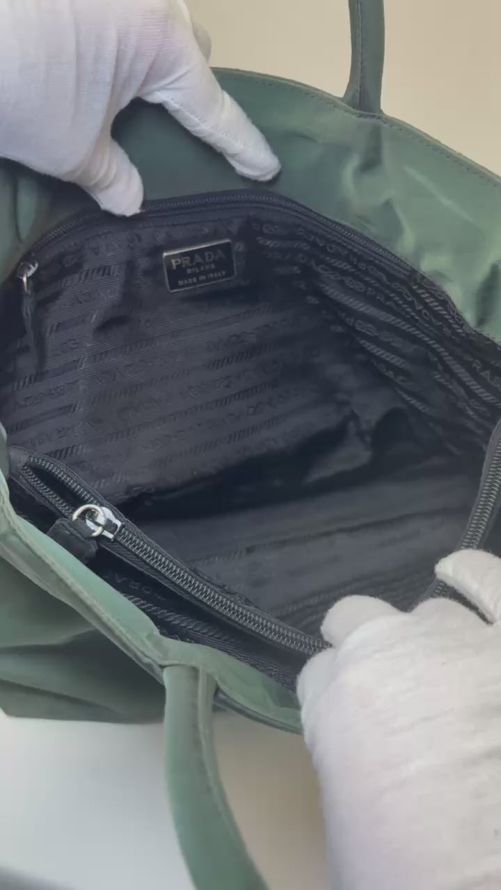 Prada Nylon Logo Tote in Green