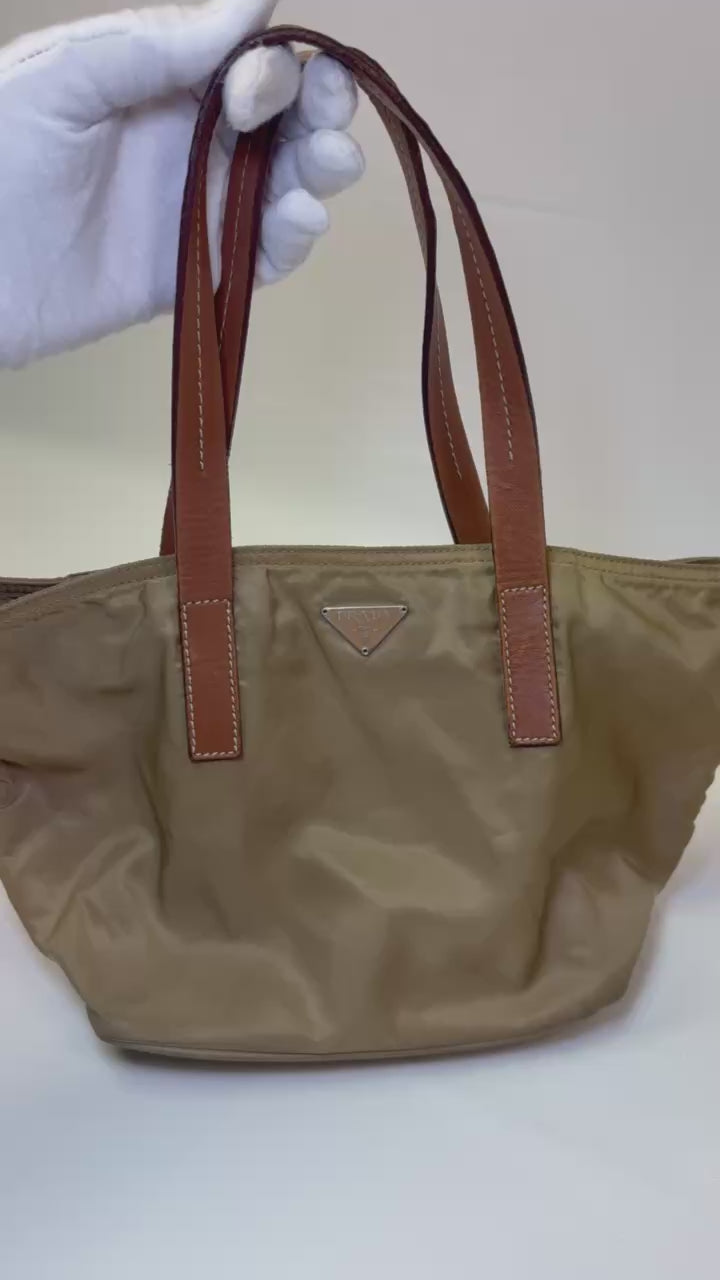 Prada Nylon Mini Tote in Khaki