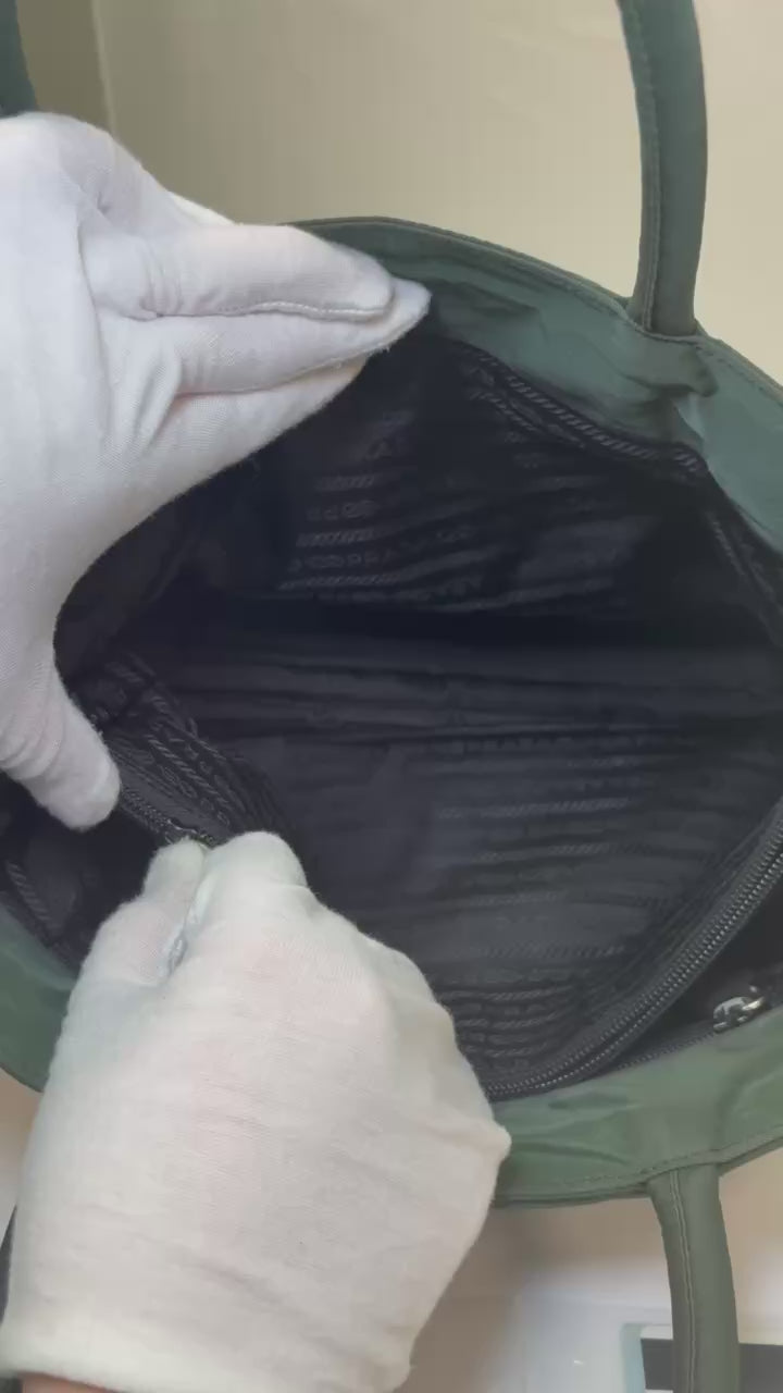 Prada Nylon Logo Tote in Green